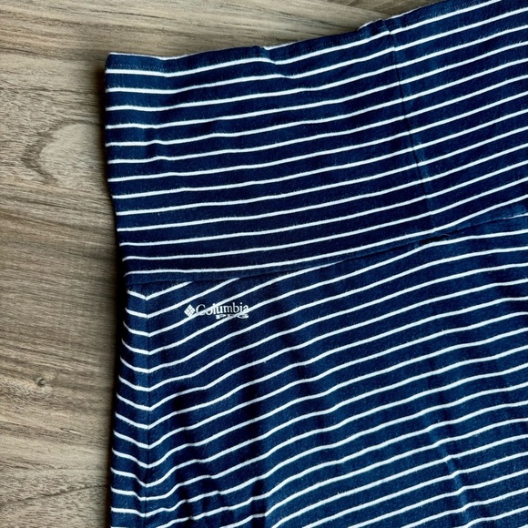Columbia Navy White Striped High-Low Pull-On A-Line Midi Skirt Size S - Picture 7 of 10